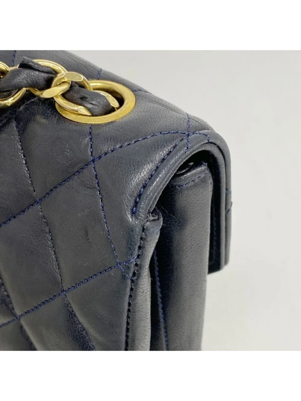 Chanel Shoulder Bag Quilted Lambskin Black Gold